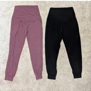 Comfy Maternity Lounge & Pajama Pants - Mauve & Black, Size M